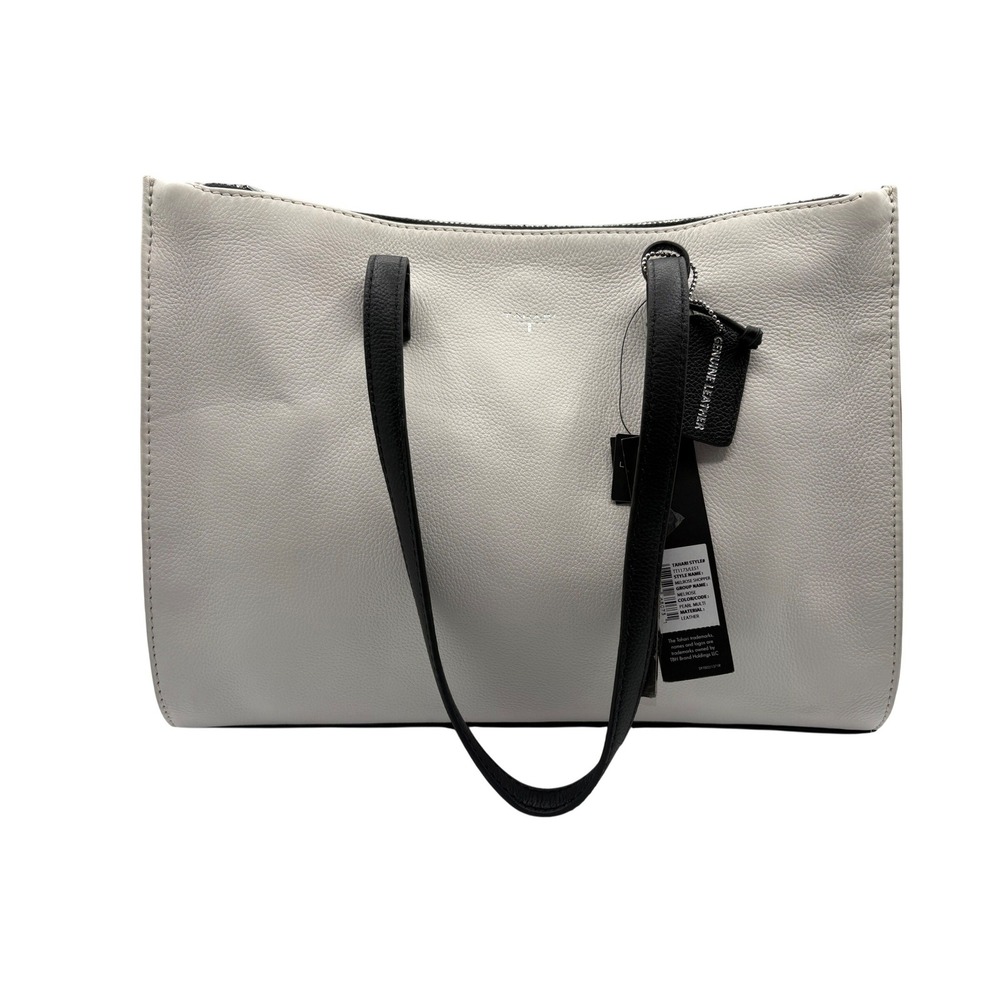 Tahari Melrose Shopper Tote Bag Womens Large Multi NWT Leather Colorblock Zip